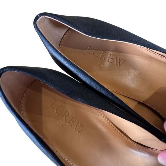 J. Crew Factory Black Crystal Bow Pointed Toe Kitten Heels Size 7.5 - Picture 4 of 8
